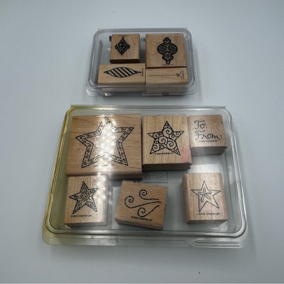 Stampin' Up! Other - Stampin' Up! Holiday Mounted Rubber Stamp Sets Tree Trimmings Stars To: From: